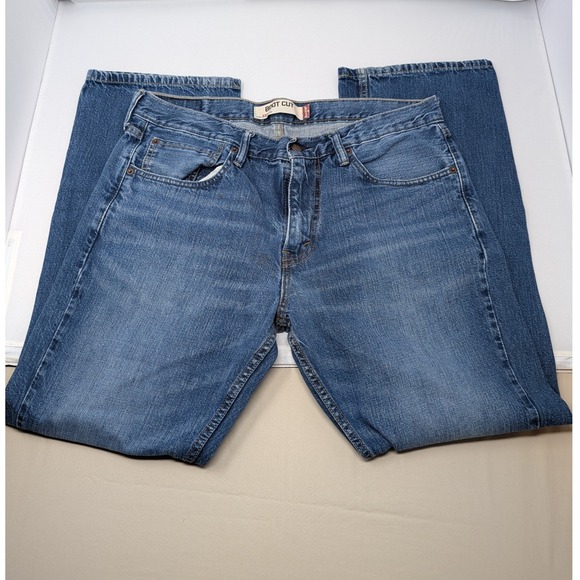 Levis 527 Slim Bootcut Jeans Mens 34x30 Medium Wash Blue Denim 100% Cotton - Picture 2 of 12
